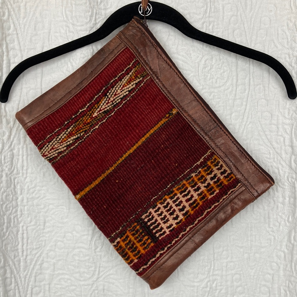 Nomads 100% Wool Southwest Print Travel Zip Pouch Hand Made in Morocco